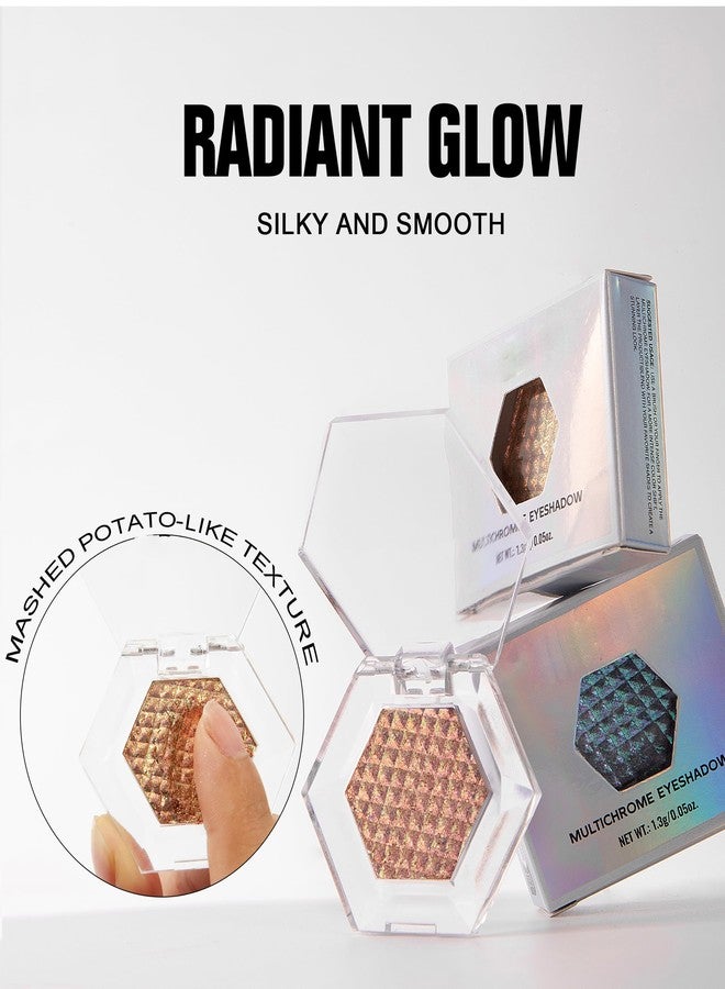 Easilydays Chameleon Diamond Blue Eyeshadow, Multichrome Face Highlighter Palette, Multi-use, High Pigment, Long Lasting, Metallic Glitter Sparkling Eyeshadow Eyes Makeup Highlighter, 05 Blue - Image 2